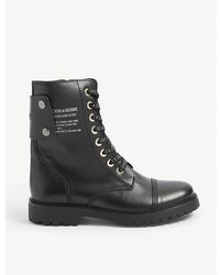 Zadig & Voltaire - Joe Logo-Lace Leather Ankle Boots - Lyst
