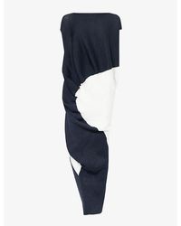Issey Miyake - Aerate Contrast-panel Knitted Midi Dress - Lyst