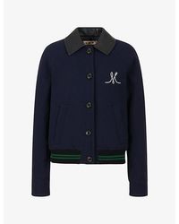 Marni - Leather-Collar Wool Crepe Bomber Jacket - Lyst