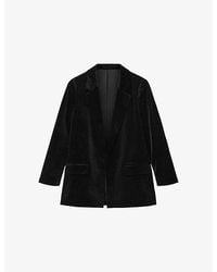 AllSaints - Aleida Single-Breasted Velvet Blazer - Lyst