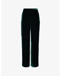 Polo Ralph Lauren - High-rise Straight-leg Silk-blend Velvet Trousers - Lyst