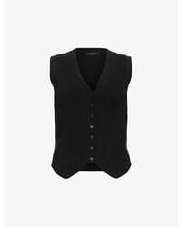 AllSaints - Cruz V-Neck Ribbed Knitted Waistcoat - Lyst