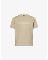 Emporio Armani - Milano Text-Print Cotton T-Shirt - Lyst