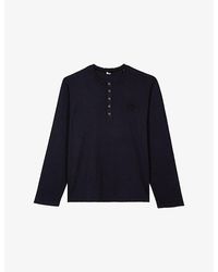 The Kooples - Logo-Embroidered Long-Sleeve Cotton T-Shirt - Lyst