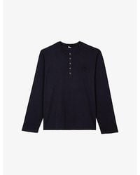 The Kooples - Logo-Embroidered Long-Sleeve Cotton T-Shirt - Lyst