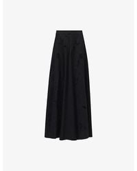 eem - Embroidered Wide-Hem Cotton-Blend Midi Skirt - Lyst