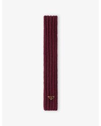 Prada - Logo-Plaque Wool Scarf - Lyst