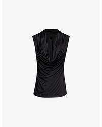 Helmut Lang - Cowl-neck Draped Woven Top - Lyst