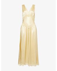 Reformation - Stasia V-Neck Silk Midi Dress - Lyst