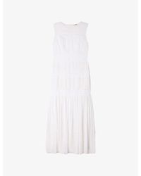 Sandro - Sleeveless Lace-Detail Linen-Blend Maxi Dress - Lyst