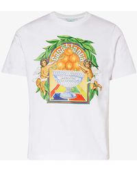 Casablancabrand - Triomphe D'orange Graphic-print Organic-cotton T-shirt - Lyst