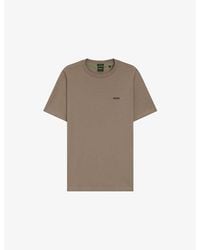 BOSS - Brand-Print Regular-Fit Stretch-Cotton T-Shirt - Lyst