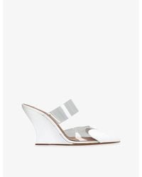 Alaïa - Le Coeur 90 Patent-Leather And Pvc Wedge Mules - Lyst