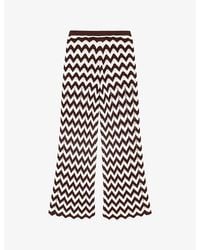 Maje - Zig-Zag Flared Cotton-Crochet Trousers - Lyst