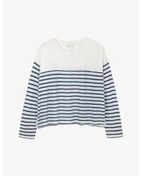 The White Company - Striped Long-sleeve Organic-cotton Top - Lyst