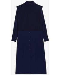 Ted Baker - Vy Elsiiey Knit-layer Stretch-woven Midi Dress - Lyst