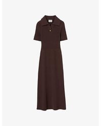 Claudie Pierlot - Short-Sleeved Ribbed Knitted Midi Dress - Lyst