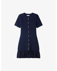 Sandro - Slim-Fit Ruffle-Hem Knitted Mini Dress - Lyst