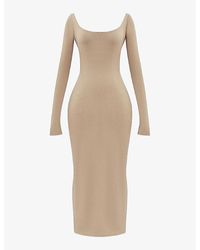 Mistress Rocks - Open-Back Slim-Fit Long-Sleeve Stretch-Jersey Maxi Dress - Lyst