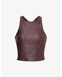 Beyond Yoga - Softmark Refocus Cropped Leopard-print Stretch-woven Tank Top - Lyst
