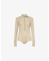 Frankie Shop - Solana Polo-Collar Wool, Silk And Cashmere-Blend Knit Bodysuit - Lyst