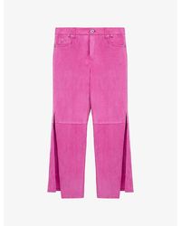 Loewe - X Paula's Ibiza Wide-Leg Cropped Suede Trousers - Lyst