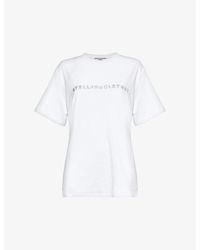 Stella McCartney - Crystal-embellished Logo Cotton-jersey T-shirt - Lyst