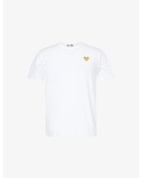 COMME DES GARÇONS PLAY - Embroidered-Logo Crewneck Cotton T-Shirt - Lyst