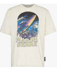 Marine Serre - Graphic-print Ribbed-trim Cotton-jersey T-shirt X - Lyst