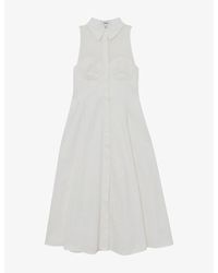 Reiss - Hera Broderie-Detail Stretch-Cotton Midi Dress - Lyst