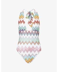 Missoni - Halter-Neck Zig-Zag Pattern Swimsuit - Lyst