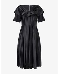 Simone Rocha - Layered Pleated Satin Midi Dress - Lyst