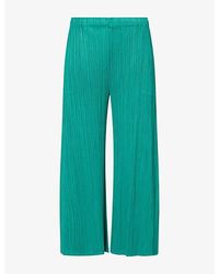 Pleats Please Issey Miyake - Pleated Ankle-Crop Knitted Trousers - Lyst