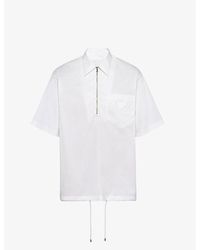 Prada - Short-sleeved Collared Oversized-fit Stretch-cotton Shirt - Lyst