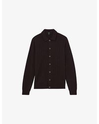 Reiss - Gideon Collared V-Stitch Wool Cardigan - Lyst