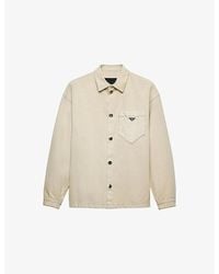 Prada - Oversized Logo-plaque Organic-cotton Denim Shirt - Lyst