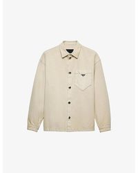 Prada - Oversized Logo-Plaque Cotton Denim Shirt - Lyst