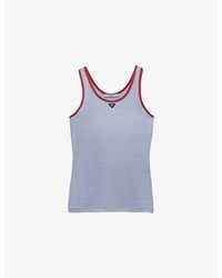 Prada - Striped Triangle-Logo Cotton-Jersey Tank Top - Lyst