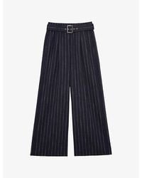 Reiss - Rae Pinstriped Wide-Leg Stretch-Woven Trousers - Lyst