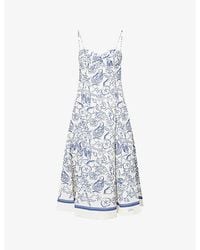 Jonathan Simkhai - Analise Graphic-Pattern Linen-Blend Midi Dress - Lyst