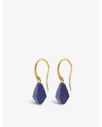 Monica Vinader - Geometric Gemstone Wire Recycled 18Ct-Plated Vermeil Sterling And Lapis Lazuli Earrings - Lyst