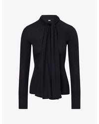 TOTEME - Ribbed Bow Jersey Blouse - Lyst