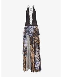 Jaded London - Animal-Print Shoulder-Straps Stretch-Woven Maxi Dress - Lyst