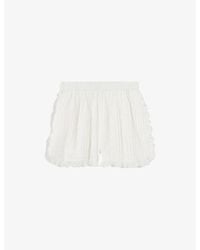 Claudie Pierlot - Elasticated-Waist Lace-Trim Cotton-Blend Shorts - Lyst