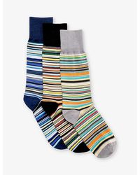 Paul Smith - Signature Striped Pack Of Six Cotton-blend Socks - Lyst