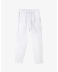 The White Company - The Company Belted-waist Tapered-leg Linen Trousers - Lyst