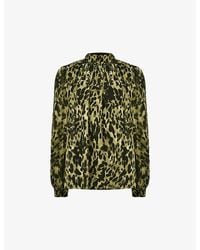 Ro&zo - Long-Sleeve Leopard-Print Woven Blouse - Lyst