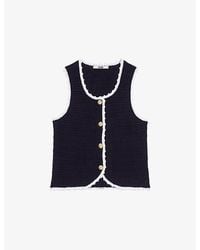 Maje - Crochet-Trim Sleeveless Knitted Top - Lyst