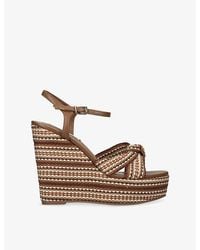 Steve Madden - Aztec Heeled Leather Wedge Sandals - Lyst
