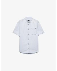 Prada - Brand-Embroidered Chest-Pocket Cotton-Chambray Shirt - Lyst